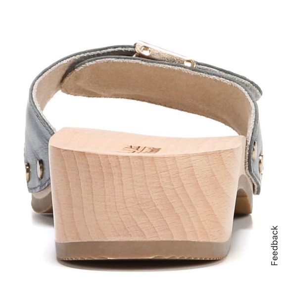 Dr Scholls Original Collection size 7 (38) Wood Clog Sandal in Blue Leather - Picture 5 of 13